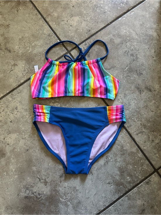 SO Other - SO Kids Rainbow Stripe & Blue Two-Piece Swim Set